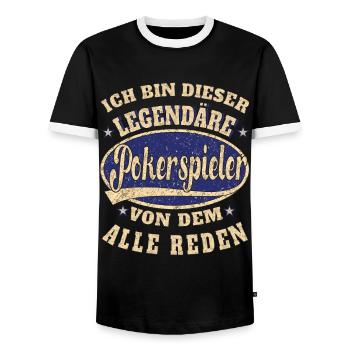 Pokerspieler ich bin dieser legendäre Poker - Männer Kontrast-T-Shirt - Schwarz/Weiß - Vorne - AI Model Female 172 light (172cm) & AI Model Male 178 light (178cm)