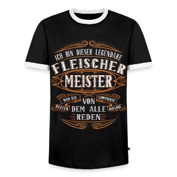 Fleischer Meister Ich bin dieser legendäre - Männer Kontrast-T-Shirt - Schwarz/Weiß - Vorne - AI Model Female 172 light (172cm) & AI Model Male 178 light (178cm)