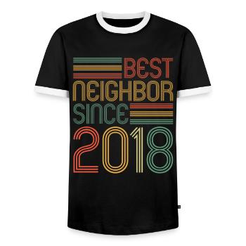 Best neighbor since 2018 Nachbarn Nachbar - Männer Kontrast-T-Shirt - Schwarz/Weiß - Vorne - AI Model Female 172 light (172cm) & AI Model Male 178 light (178cm)
