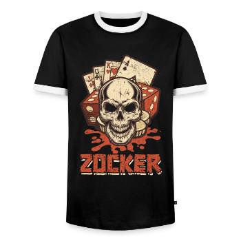 Poker Spiel Pokern Pokerkarten Zocker Pokerspieler - Männer Kontrast-T-Shirt - Schwarz/Weiß - Vorne - AI Model Female 172 light (172cm) & AI Model Male 178 light (178cm)