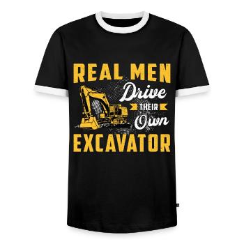 Excavator driver Excavator Construction worker Excavators Gift - Men's Ringer Shirt - black/white - Front - AI Model Female 172 light (172cm) & AI Model Male 178 light (178cm)
