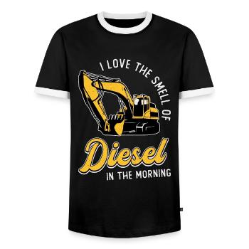 Excavator Driver Construction Worker Excavator Excavators Gift - Men's Ringer Shirt - black/white - Front - AI Model Female 172 light (172cm) & AI Model Male 178 light (178cm)