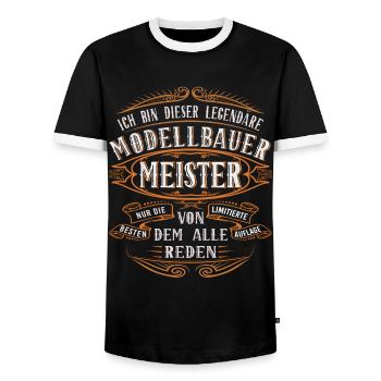 Modellbauer Meister Ich bin dieser legendäre - Männer Kontrast-T-Shirt - Schwarz/Weiß - Vorne - AI Model Female 172 light (172cm) & AI Model Male 178 light (178cm)