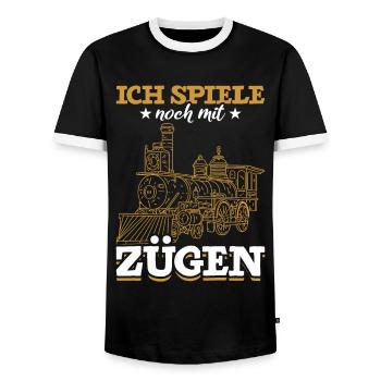 Züge Lok Zug - Männer Kontrast-T-Shirt - Schwarz/Weiß - Vorne - AI Model Female 172 light (172cm) & AI Model Male 178 light (178cm)