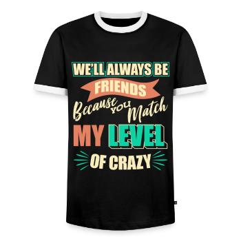 Freund Beste Freunde - Männer Kontrast-T-Shirt - Schwarz/Weiß - Vorne - AI Model Female 172 light (172cm) & AI Model Male 178 light (178cm)