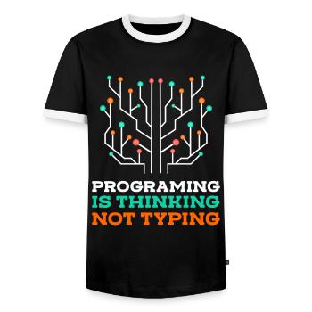 Programmeur Coder Nerd - T-shirt contrasté Homme - noir/blanc - Devant - AI Model Female 172 light (172cm) & AI Model Male 178 light (178cm)