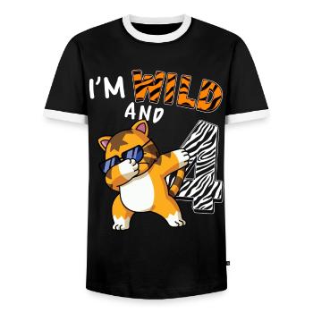 I’m Wild et 4 jungle animal toddler shirt - T-shirt contrasté Homme - noir/blanc - Devant - AI Model Female 172 light (172cm) & AI Model Male 178 light (178cm)