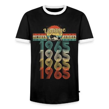Geburtstag Jahrgang 1965 Vintage Geburtsjahr 1965 - Männer Kontrast-T-Shirt - Schwarz/Weiß - Vorne - AI Model Female 172 light (172cm) & AI Model Male 178 light (178cm)