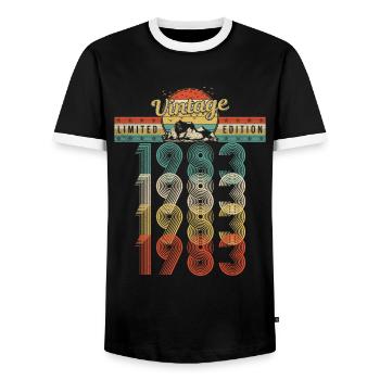 Geburtstag Jahrgang 1983 Vintage Geburtsjahr 1983 - Männer Kontrast-T-Shirt - Schwarz/Weiß - Vorne - AI Model Female 172 light (172cm) & AI Model Male 178 light (178cm)