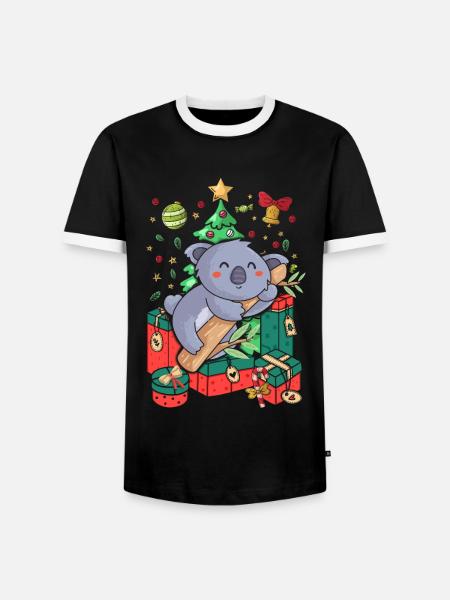 Ugly Christmas Sweater Koala - Men's Ringer Shirt - black/white
