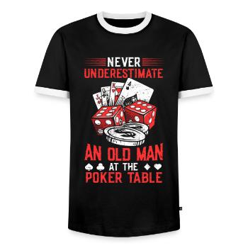 Joueurs de poker Jeu de cartes de poker Anciens joueurs de poker - T-shirt contrasté Homme - noir/blanc - Devant - AI Model Female 172 light (172cm) & AI Model Male 178 light (178cm)