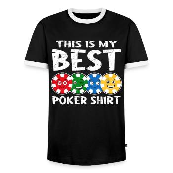 Poker Chips This is my best Poker Shirt Funny Poker - Men's Ringer Shirt - black/white - Front - AI Model Female 172 light (172cm) & AI Model Male 178 light (178cm)