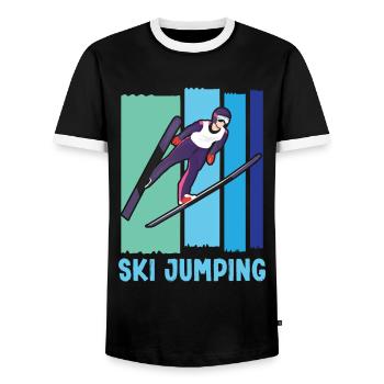 Saut à ski Saut à ski Saut à ski - T-shirt contrasté Homme - noir/blanc - Devant - AI Model Female 172 light (172cm) & AI Model Male 178 light (178cm)