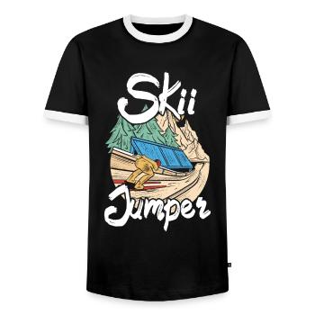 Saut à ski Saut à ski Saut à ski - T-shirt contrasté Homme - noir/blanc - Devant - AI Model Female 172 light (172cm) & AI Model Male 178 light (178cm)