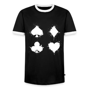 Poker Spieler Casino Poker Karten Pokerspieler - Männer Kontrast-T-Shirt - Schwarz/Weiß - Vorne - AI Model Female 172 light (172cm) & AI Model Male 178 light (178cm)
