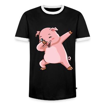 Dabbing Schwein Sieger Sau - Männer Kontrast-T-Shirt - Schwarz/Weiß - Vorne - AI Model Female 172 light (172cm) & AI Model Male 178 light (178cm)