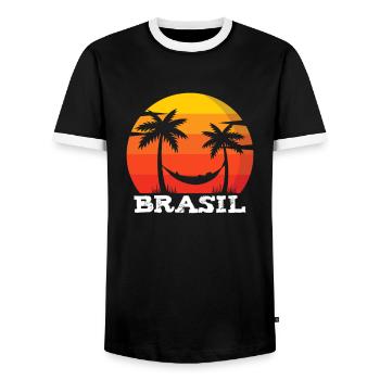 Brasilien Retro - Männer Kontrast-T-Shirt - Schwarz/Weiß - Vorne - AI Model Female 172 light (172cm) & AI Model Male 178 light (178cm)