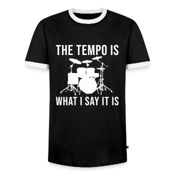 Drums The Tempo Is What I Say It Is Drummer - Men's Ringer Shirt - black/white - Front - AI Model Female 172 light (172cm) & AI Model Male 178 light (178cm)