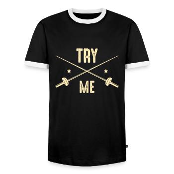 Essayez-moi Escrimeur - T-shirt contrasté Homme - noir/blanc - Devant - AI Model Female 172 light (172cm) & AI Model Male 178 light (178cm)