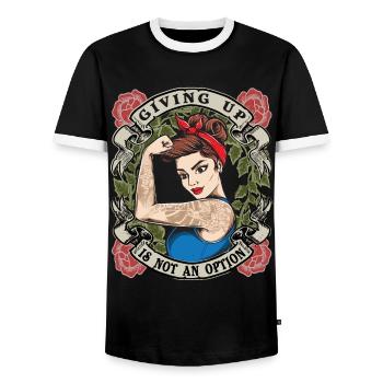 Abandonner n’est pas une option fort le pouvoir des femmes femmes - T-shirt contrasté Homme - noir/blanc - Devant - AI Model Female 172 light (172cm) & AI Model Male 178 light (178cm)