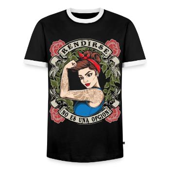 Aufgeben ist keine Option starke Frau Frauenpower - Männer Kontrast-T-Shirt - Schwarz/Weiß - Vorne - AI Model Female 172 light (172cm) & AI Model Male 178 light (178cm)