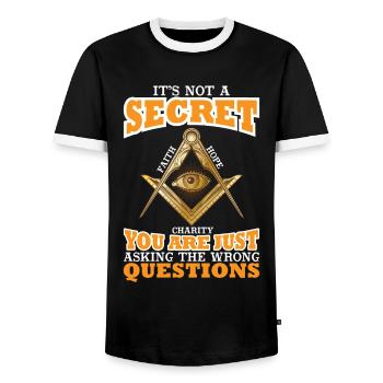 Freemason Illuminati Secret Society Winkelzirkel - Men's Ringer Shirt - black/white - Front - AI Model Female 172 light (172cm) & AI Model Male 178 light (178cm)