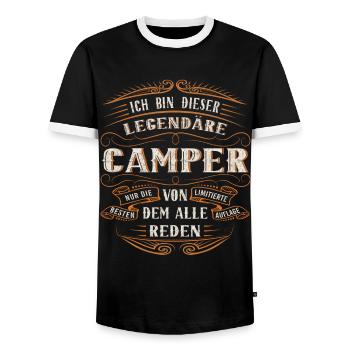 Camper ich bin dieser legendäre Camper - Männer Kontrast-T-Shirt - Schwarz/Weiß - Vorne - AI Model Female 172 light (172cm) & AI Model Male 178 light (178cm)