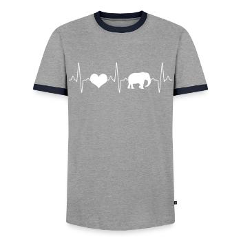 Elefant Herzschlag - Männer Kontrast-T-Shirt - Grau/Navy  - Vorne - AI Model Female 172 light (172cm) & AI Model Male 178 light (178cm)