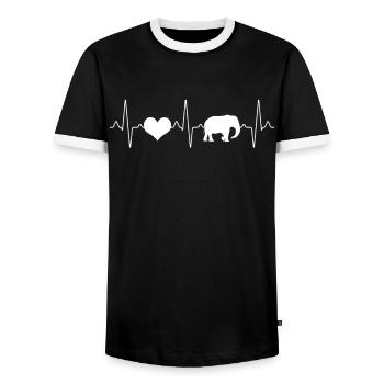 Elefant Herzschlag - Männer Kontrast-T-Shirt - Schwarz/Weiß - Vorne - AI Model Female 172 light (172cm) & AI Model Male 178 light (178cm)