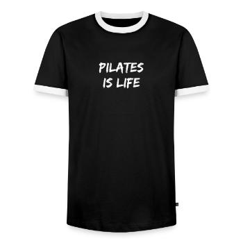 Pilates - Le Pilates, c’est la vie - T-shirt contrasté Homme - noir/blanc - Devant - AI Model Female 172 light (172cm) & AI Model Male 178 light (178cm)