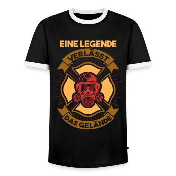 Feuerwehr Rente Rentner Pension Feuerwehrmann - Männer Kontrast-T-Shirt - Schwarz/Weiß - Vorne - AI Model Female 172 light (172cm) & AI Model Male 178 light (178cm)