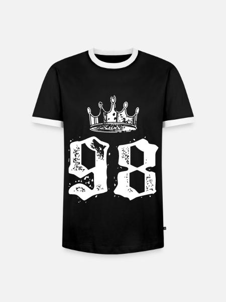 98 Number crown - Men's Ringer Shirt - black/white