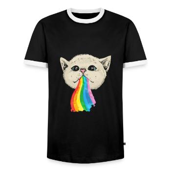 Rainbow poop shirt for cat lovers - Men's Ringer Shirt - black/white - Front - AI Model Female 172 light (172cm) & AI Model Male 178 light (178cm)