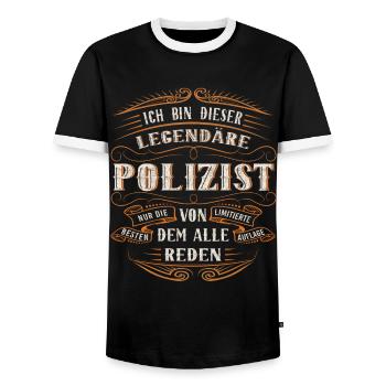 Polizist ich bin dieser legendäre Polizei Ding - Männer Kontrast-T-Shirt - Schwarz/Weiß - Vorne - AI Model Female 172 light (172cm) & AI Model Male 178 light (178cm)