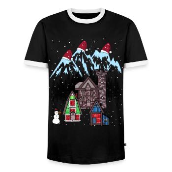 Xmas Winter Tirol Österreich Gebirge Berg Nikolaus - Männer Kontrast-T-Shirt - Schwarz/Weiß - Vorne - AI Model Female 172 light (172cm) & AI Model Male 178 light (178cm)