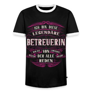 Betreuerin ich bin dieser legendäre Betreuer - Männer Kontrast-T-Shirt - Schwarz/Weiß - Vorne - AI Model Female 172 light (172cm) & AI Model Male 178 light (178cm)