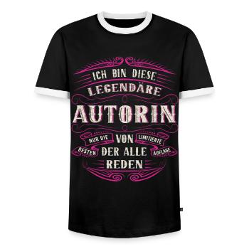 Autorin Ich bin diese legendäre Autorin - Männer Kontrast-T-Shirt - Schwarz/Weiß - Vorne - AI Model Female 172 light (172cm) & AI Model Male 178 light (178cm)