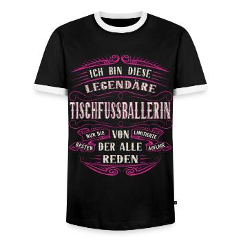 Tischfußballerin Ich bin diese legendäre - Männer Kontrast-T-Shirt - Schwarz/Weiß - Vorne - AI Model Female 172 light (172cm) & AI Model Male 178 light (178cm)