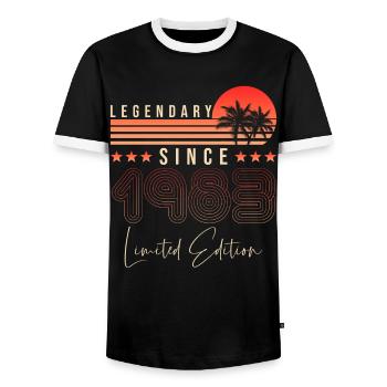 Legendär seit 1983 - Männer Kontrast-T-Shirt - Schwarz/Weiß - Vorne - AI Model Female 172 light (172cm) & AI Model Male 178 light (178cm)