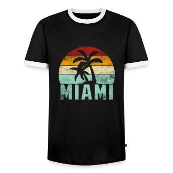 Miami Floride Rétro Coucher de soleil - T-shirt contrasté Homme - noir/blanc - Devant - AI Model Female 172 light (172cm) & AI Model Male 178 light (178cm)
