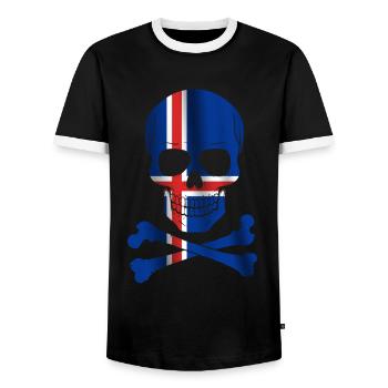 Drapeau de l’Islande - T-shirt contrasté Homme - noir/blanc - Devant - AI Model Female 172 light (172cm) & AI Model Male 178 light (178cm)