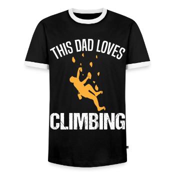 Climber Papa Saying Climbing Wall Gift - Men's Ringer Shirt - black/white - Front - AI Model Female 172 light (172cm) & AI Model Male 178 light (178cm)