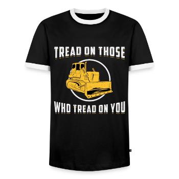 Bulldozer Construction Worker Gift - Men's Ringer Shirt - black/white - Front - AI Model Female 172 light (172cm) & AI Model Male 178 light (178cm)