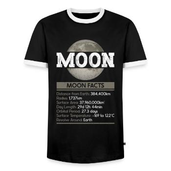 Faits sur la Lune - Espace du système solaire lunaire - T-shirt contrasté Homme - noir/blanc - Devant - AI Model Female 172 light (172cm) & AI Model Male 178 light (178cm)