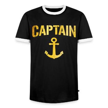 Kapitän Captain - Men's Ringer Shirt - black/white - Front - AI Model Female 172 light (172cm) & AI Model Male 178 light (178cm)