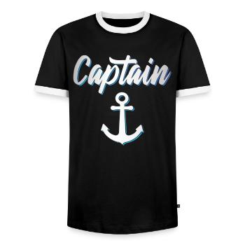 Kapitän Captain - Men's Ringer Shirt - black/white - Front - AI Model Female 172 light (172cm) & AI Model Male 178 light (178cm)