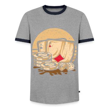 Retro Poker Casino Cartes de Poker & Jetons de Poker - T-shirt contrasté Homme - gris/marine  - Devant - AI Model Female 172 light (172cm) & AI Model Male 178 light (178cm)