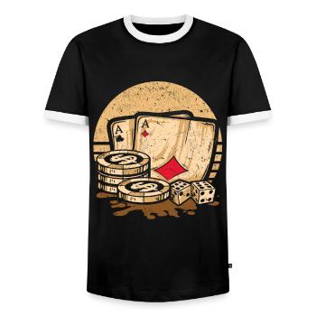 Retro Poker Casino Cartes de Poker & Jetons de Poker - T-shirt contrasté Homme - noir/blanc - Devant - AI Model Female 172 light (172cm) & AI Model Male 178 light (178cm)