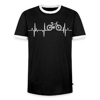 Fahrrad Herzschlag - Männer Kontrast-T-Shirt - Schwarz/Weiß - Vorne - AI Model Female 172 light (172cm) & AI Model Male 178 light (178cm)
