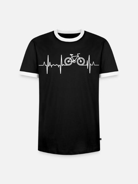 Bicycle Heartbeat - Men's Ringer Shirt - black/white